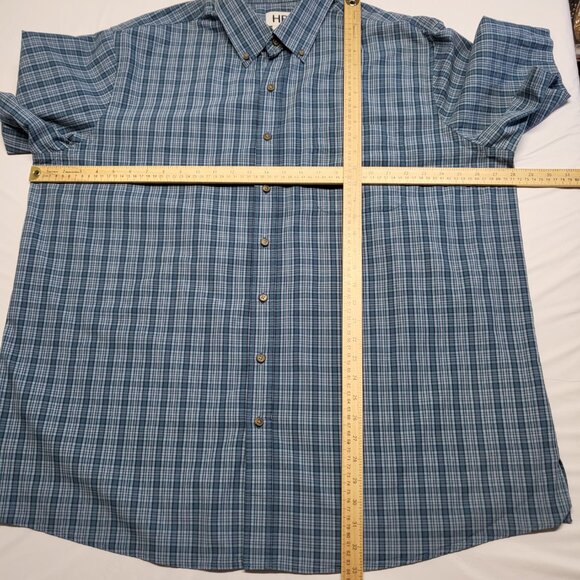 HB Harbor Bay Mens Shirt 1XLT Button Up Short Sleeve Pocket Plaid - Picture 11 of 13